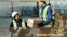  Presentation with wheelchair - Slides enhanced with happy-young-engineer-in-wheelchair background and a tawny brown colored foreground