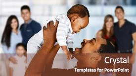  Presentation with families - Theme consisting of happy young families together in a group background and a tawny brown colored foreground