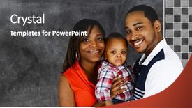  Presentation with chalk board - Slides featuring happy young familiy standing together background and a dark gray colored foreground