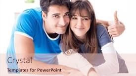  Presentation with happy baby - Presentation theme featuring happy-young-family-at-baby background and a  colored foreground