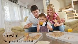  Presentation with family healthy eating - Beautiful slide deck featuring stack of books on red wooden shelving backdrop and a violet colored foreground
