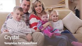  Presentation with young children - Presentation theme consisting of happy-young-family-have-fun background and a gray colored foreground