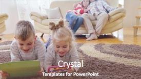  Presentation with young children - Cool new presentation design with happy-young-family-have-fun backdrop and a violet colored foreground