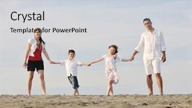  Presentation with live - Amazing presentation theme having happy young family have fun and live healthy lifestyle on beach backdrop and a light gray colored foreground