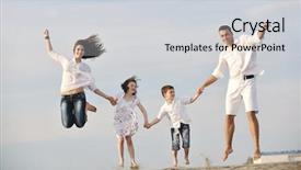  Presentation with healthy lifestyle - Audience pleasing theme consisting of happy young family have fun and live healthy lifestyle on beach backdrop and a light gray colored foreground