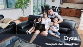  Presentation with fun - Slides featuring happy young family have fun background and a tawny brown colored foreground