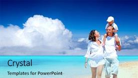  Presentation with fun - Cool new PPT layouts with happy young family having fun backdrop and a light blue colored foreground