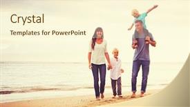  Presentation with sunset beach - Audience pleasing PPT theme consisting of happy young family having fun backdrop and a  colored foreground