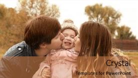 Presentation with fun - Presentation design consisting of happy young family having fun background and a coral colored foreground