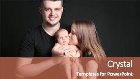  Presentation with black family - Slide deck with happy young family holding newborn background and a coral colored foreground