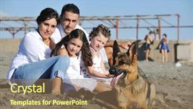  Presentation with family dreams of vacation - Audience pleasing PPT layouts consisting of happy young family in white backdrop and a  colored foreground