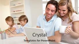  Presentation with family reading - Presentation theme featuring reading a laptop computer background and a soft green colored foreground