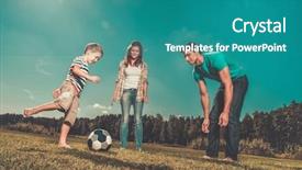  Presentation with football - Amazing slides having happy young family playing football backdrop and a teal colored foreground