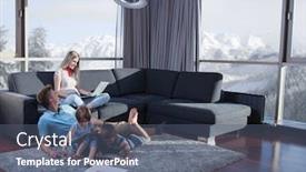  Presentation with young children playing - Audience pleasing slide set consisting of happy-young-family-playing-together backdrop and a ocean colored foreground