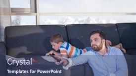  Presentation with young children playing - Presentation theme enhanced with happy-young-family-playing-together background and a ocean colored foreground