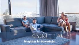  Presentation with young children playing - Beautiful presentation theme featuring happy-young-family-playing-together backdrop and a ocean colored foreground