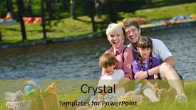  Presentation with kids food - Theme featuring happy-young-family-playing-together background and a gold colored foreground