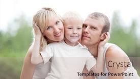  Presentation with summer time - Cool new theme with happy young family spending time outdoor on a summer day focus on the woman backdrop and a mint green colored foreground