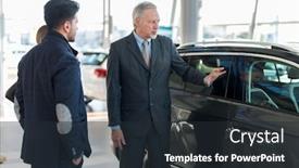  Presentation with family talking - Presentation design consisting of family talking to the salesman background and a wine colored foreground