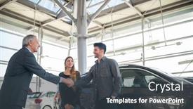  Presentation with family talking - Colorful PPT theme enhanced with happy-young-family-talking backdrop and a dark gray colored foreground