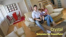  Presentation with computer games - PPT layouts consisting of happy young family using tablet computer at modern home for playing games and education background and a tawny brown colored foreground
