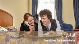  Presentation with lays - Cool new presentation design with happy-young-family-with-map backdrop and a coral colored foreground