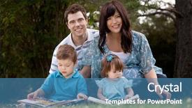  Presentation with pregnant mother - Presentation enhanced with happy young family with pregnant background and a  colored foreground