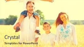  Presentation with mom kids - Presentation theme featuring happy young family with two children walking on wheat summer field healthy mother father and little sons enjoying nature together outdoors healthy smiling dad mom and kids together harvest background and a blonde colored foreground