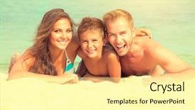  Presentation with family - Colorful PPT theme enhanced with happy young family with little backdrop and a blonde colored foreground