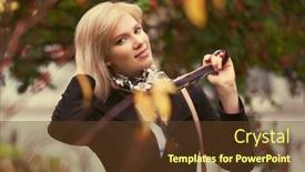  Presentation with black female - Beautiful PPT layouts featuring happy young fashion blond woman walking in autumn park stylish female model in classic black coat outdoor backdrop and a tawny brown colored foreground