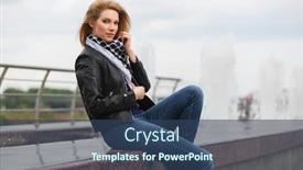  Presentation with black woman - Presentation theme having happy-young-fashion-blonde-woman background and a ocean colored foreground