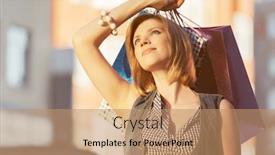  Presentation with city street - Cool new PPT theme with happy-young-fashion-blonde-woman backdrop and a coral colored foreground