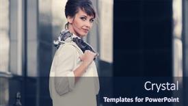  Presentation with fashion handbag - Colorful presentation enhanced with happy-young-fashion-business-woman backdrop and a navy blue colored foreground