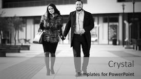  Presentation with black man fashion - Presentation design featuring happy-young-fashion-couple-walking background and a light gray colored foreground