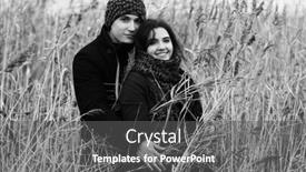  Presentation with coats - Slides enhanced with happy-young-fashion-couple-walking background and a dark gray colored foreground