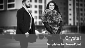  Presentation with black man fashion - Slide deck featuring happy-young-fashion-couple-walking background and a dark gray colored foreground