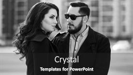  Presentation with coats - PPT layouts with happy-young-fashion-couple background and a dark gray colored foreground
