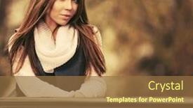  Presentation with railing - Amazing theme having happy young fashion woman leaning on railing in city street stylish female model wearing gray sleeveless coat and white sweater backdrop and a tawny brown colored foreground