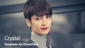  Presentation with black female - PPT theme enhanced with happy-young-fashion-woman-walking background and a dark gray colored foreground