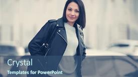  Presentation with fashion handbag - Slide set consisting of happy-young-fashion-woman background and a ocean colored foreground