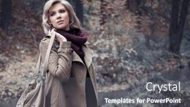  Presentation with fashion handbag - Beautiful presentation design featuring happy-young-fashion-woman backdrop and a dark gray colored foreground