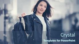  Presentation with fashion handbag - Slide set with happy-young-fashion-woman background and a ocean colored foreground