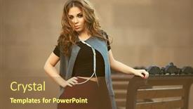  Presentation with fashion - Cool new theme with happy-young-fashion-woman backdrop and a tawny brown colored foreground