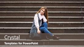  Presentation with fashion handbag - Audience pleasing slides consisting of happy-young-fashion-woman backdrop and a dark gray colored foreground