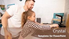  Presentation with wash - Theme with happy-young-father-standing background and a coral colored foreground