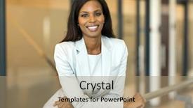  Presentation with corporate - Presentation design with happy-young-female-corporate-worker background and a coral colored foreground