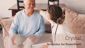  Presentation with older health - Presentation theme featuring happy-young-female-doctor-nurse background and a soft green colored foreground