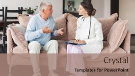  Presentation with older health - PPT theme featuring happy-young-female-doctor-nurse background and a coral colored foreground