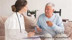  Presentation with older health - Theme consisting of happy-young-female-doctor-nurse background and a coral colored foreground