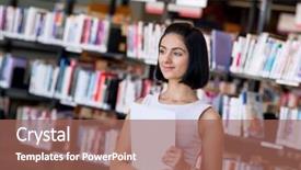  Presentation with female college student uti - Cool new PPT theme with happy young female student sudying backdrop and a  colored foreground